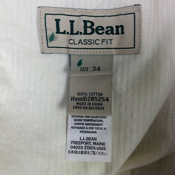 LL Bean Country Corduroy Pants Men's 34 x 34 Khaki Cotton Wide Wale Flat Front - Picture 8 of 14